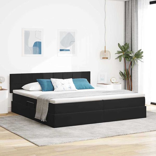 vidaXL Opbergbed met LED met matras met LED Zwart 200 x 200 cm Fluweel