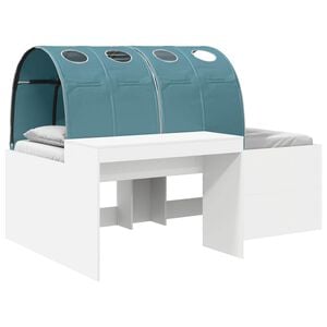 vidaXL Hoge Bed Frame met Bureau voor Kinderen 3 st Wit en Lichtblauw