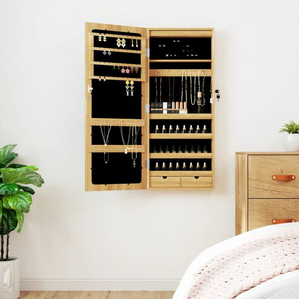 vidaXL Sieradenkast met spiegel en LED wandgemonteerd