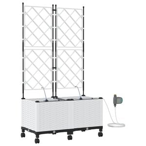 vidaXL Tuin Pot met Irrigatie en Wielen 2 st Wit 80 x 40 x 148 cm PP