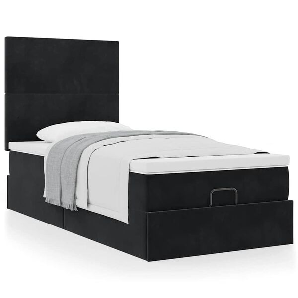 vidaXL Ottoman bed met matrassen 90x190cm fluweel zwart