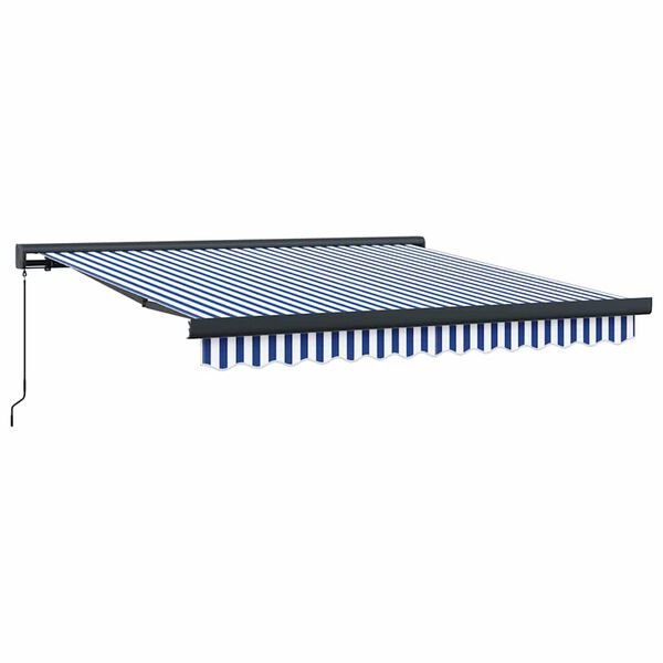 vidaXL Luifel uittrekbaar 3x2,5 m stof en aluminium blauw en wit