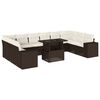 vidaXL 11-delige Loungeset met kussens poly rattan bruin