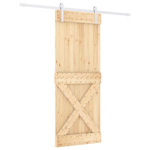 vidaXL Schuifdeur Natuurlijk en Wit 80 x 210 cm Massief Grenenhout