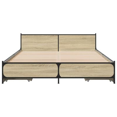 vidaXL Bedframe met lades bewerkt hout sonoma eikenkleurig 160x200 cm