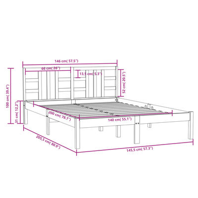 vidaXL Bedframe massief hout 140x200 cm