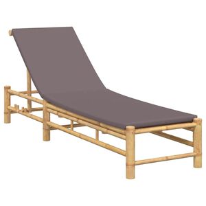 vidaXL Ligstoel met kussens 55x199x30 cm bamboe