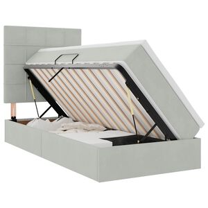 vidaXL Opbergbed met LED met matras Lichtgrijs 100 x 200 cm Fluweel