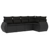 vidaXL 5-delige Loungeset met kussens poly rattan zwart