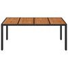vidaXL Tuintafel met houten blad 190x90x75 cm poly rattan zwart