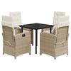 vidaXL 5-delige Tuinset met kussens poly rattan beige