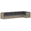 vidaXL 6-delige Loungeset met kussens poly rattan grijs