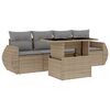vidaXL 5-delige Loungeset met kussens poly rattan beige