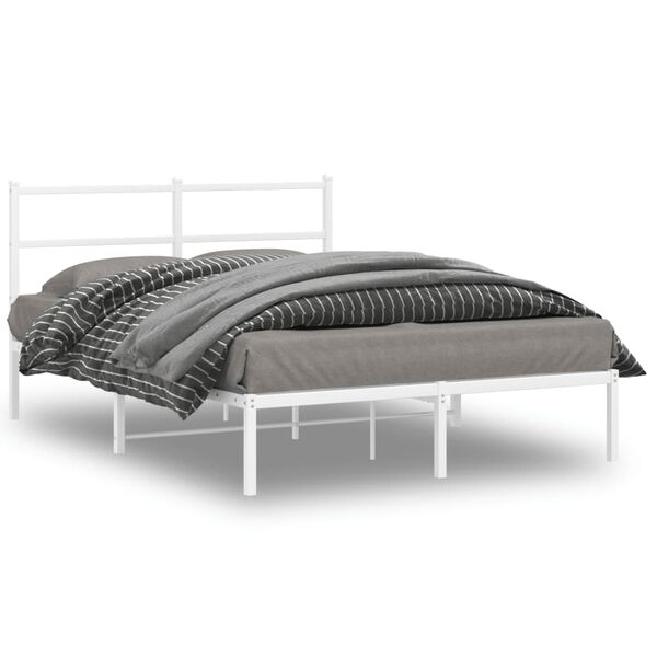 vidaXL Bedframe met hoofdbord metaal wit 140x200 cm
