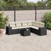 vidaXL 7-delige Loungeset met kussens poly rattan zwart