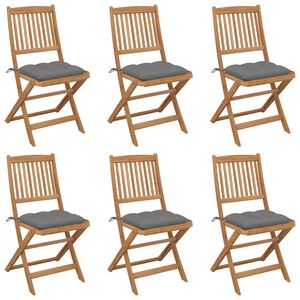 vidaXL Inklapbare stoelen 6 st met kussens massief acaciahout