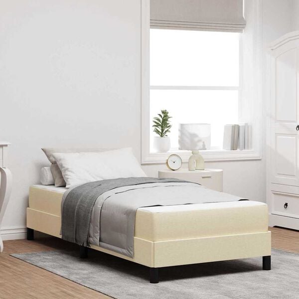 vidaXL Boxspringbed met matras Cr&egrave;me 90 x 190 cm Stof