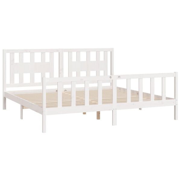 vidaXL Bedframe met hoofdbord massief grenenhout wit 180x200 cm