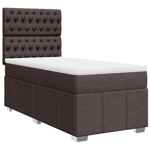 vidaXL Boxspring met matras stof donkerbruin 90x200 cm