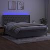 vidaXL Boxspring met matras en LED fluweel lichtgrijs 200x200 cm