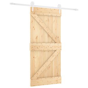vidaXL Schuifdeur Natuurlijk en Wit 90 x 210 cm Massief grenenhout