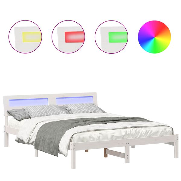 vidaXL Bedframe met hoofdeinde Wit 160 x 200 cm Massief grenenhout
