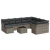vidaXL 11-delige Loungeset met kussens poly rattan grijs