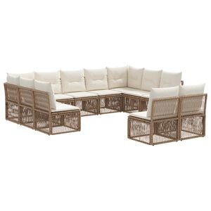 vidaXL Tuinbankenset 11 pcs Beige poly rattan