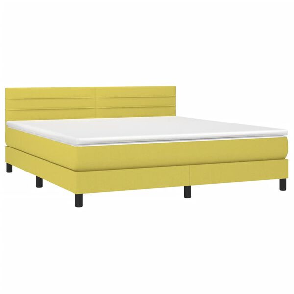 vidaXL Boxspring met matras en LED stof groen 160x200 cm