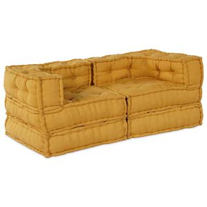 vidaXL Modulair Sofabet 2 st Stof Geel 140 x 70 x 56 cm