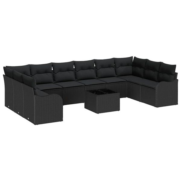 vidaXL Tuin Sofa Set Zwart poly rattan