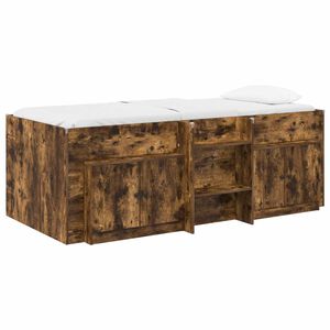 vidaXL Loft Bed Frame met Kast 3 pcs Gerookt eiken Bewerkt hout