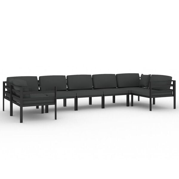 vidaXL 7-delige Loungeset met kussens aluminium antracietkleurig