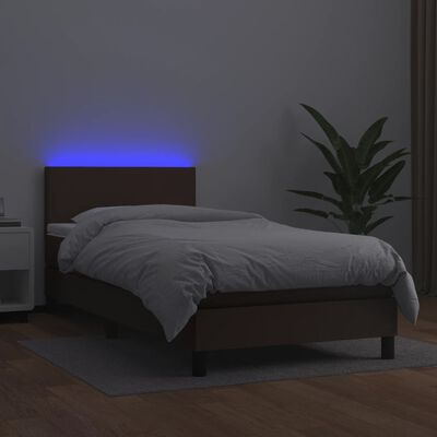 vidaXL Boxspring met matras en LED kunstleer bruin 80x200 cm
