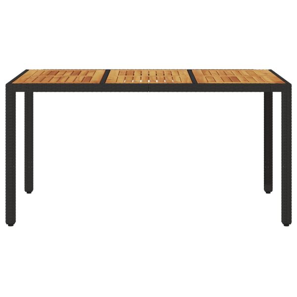 vidaXL Tuintafel met acaciahouten blad 150x90x75 cm poly rattan zwart