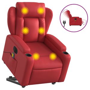 vidaXL Sta-op-massagestoel elektrisch kunstleer rood