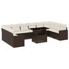 vidaXL 11-delige Loungeset met kussens poly rattan bruin