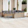 vidaXL 11-delige Tuinset met kussens poly rattan beige