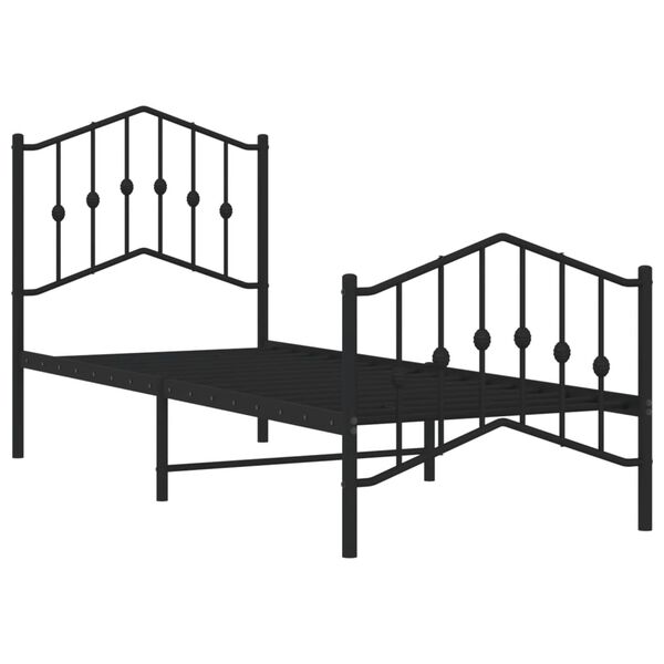 vidaXL Bedframe met hoofd- en voeteneinde metaal zwart 75x190 cm