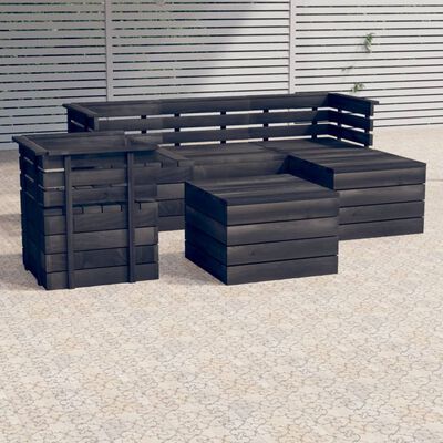 vidaXL 6-delige Loungeset pallet massief grenenhout donkergrijs