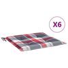 vidaXL Tuinstoelkussens 6 st 50x50x3 cm oxford stof ruitpatroon rood