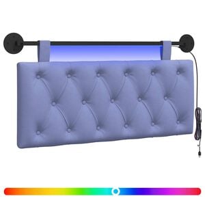 vidaXL Hangend hoofdbord Met LED-verlichting Jeans Blauw Stof