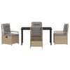 vidaXL Tuin eettafelset 5 pcs Beige en Licht Grijs poly rattan