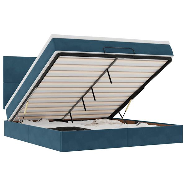 vidaXL Ottoman bed met matrassen 180x200cm fluweel donkerblauw