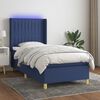 vidaXL Boxspring met matras en LED stof blauw 100x200 cm