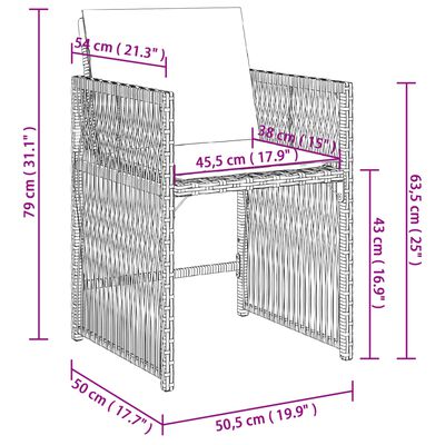 vidaXL 5-delige Tuinset met kussens poly rattan zwart