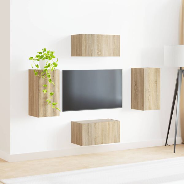 vidaXL Tv-meubelset 4 pcs Sonoma Eiken Bewerkt hout