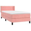 vidaXL Boxspring met matras fluweel roze 90x200 cm