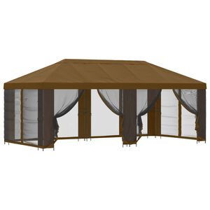vidaXL Tuin Gazebo met Zijwanden 6 x 3 m Taupe Polyester en staal