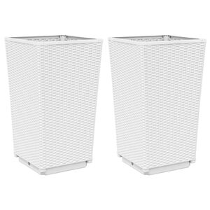vidaXL Plantenbakken 2 st 32,5x32,5x57 cm polypropeen wit
